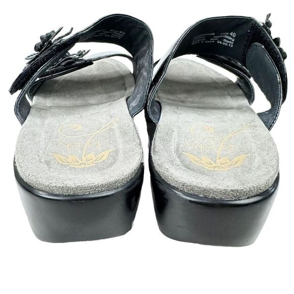 Dansko Sandals Eu 40 Black Donna Patent Leather Slip On Adjustable Double Strap - Picture 9 of 14